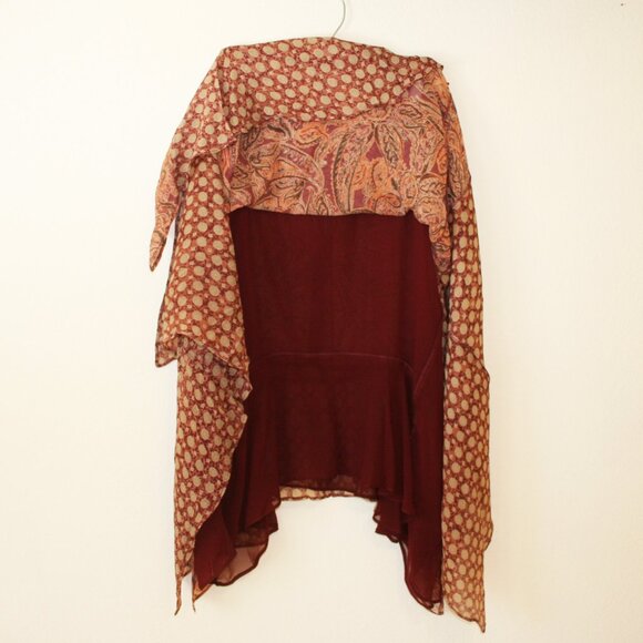 Sundance Rust Color Paisley Handkerchief Hem Silk Skirt Size 8 - Picture 4 of 6